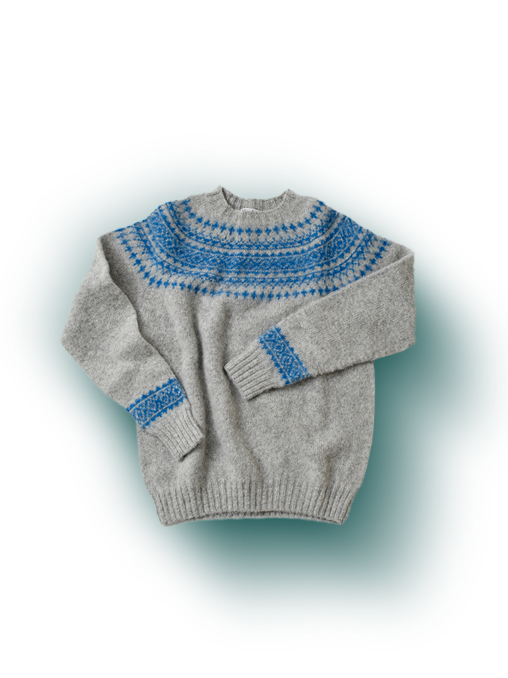 Harley of scotland（ハーレーオブスコットランド）ジャガード クルーネック シェットランドウール ニット プルオーバー