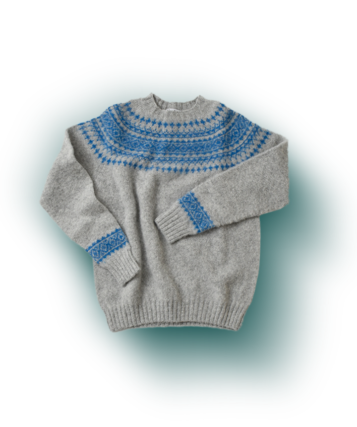 Harley of scotland（ハーレーオブスコットランド）ジャガード クルーネック シェットランドウール ニット プルオーバー