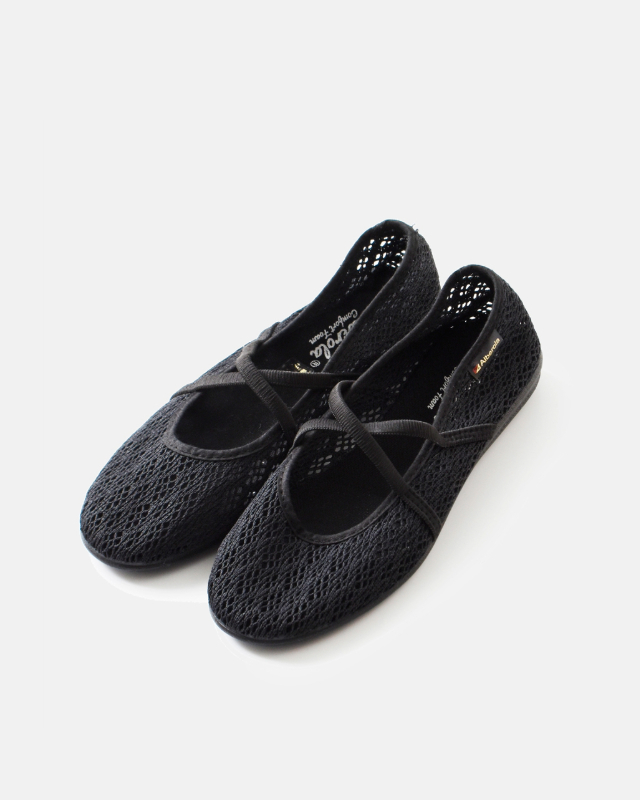 ALBEROLA メッシュ クロスストラップバレエシューズ