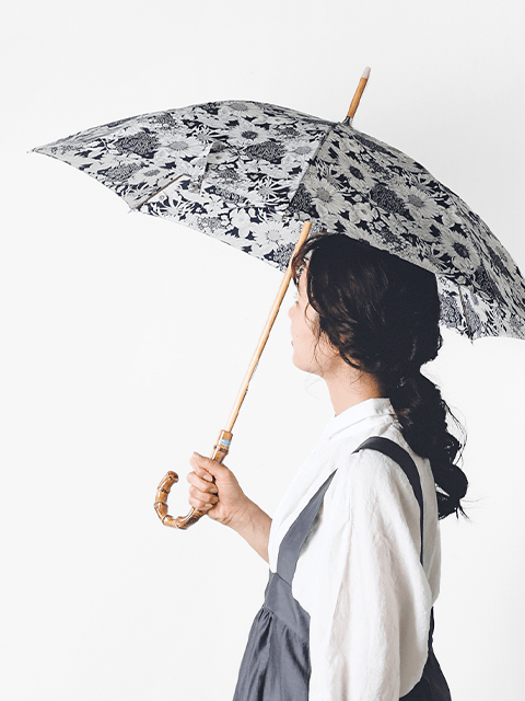 晴雨兼用 リバティプリント バンブーハンドル 傘 cc-60101