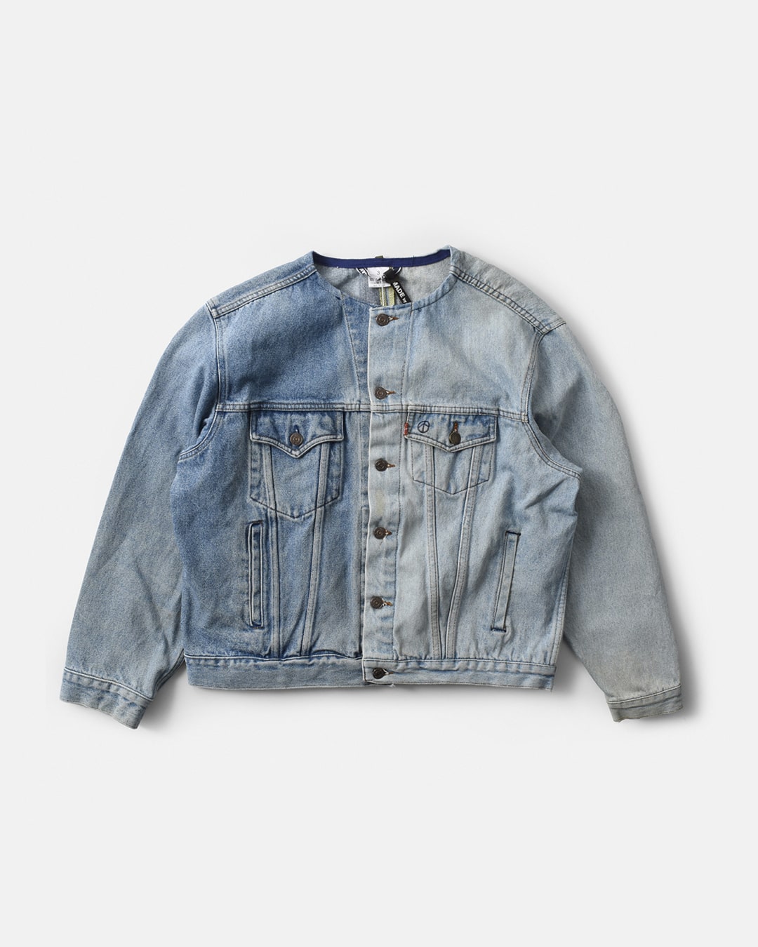 Sunny Side Up(サニーサイドアップ)リメイク 2for1 ノーカラー デニム ジャケット sr-172-008-same1