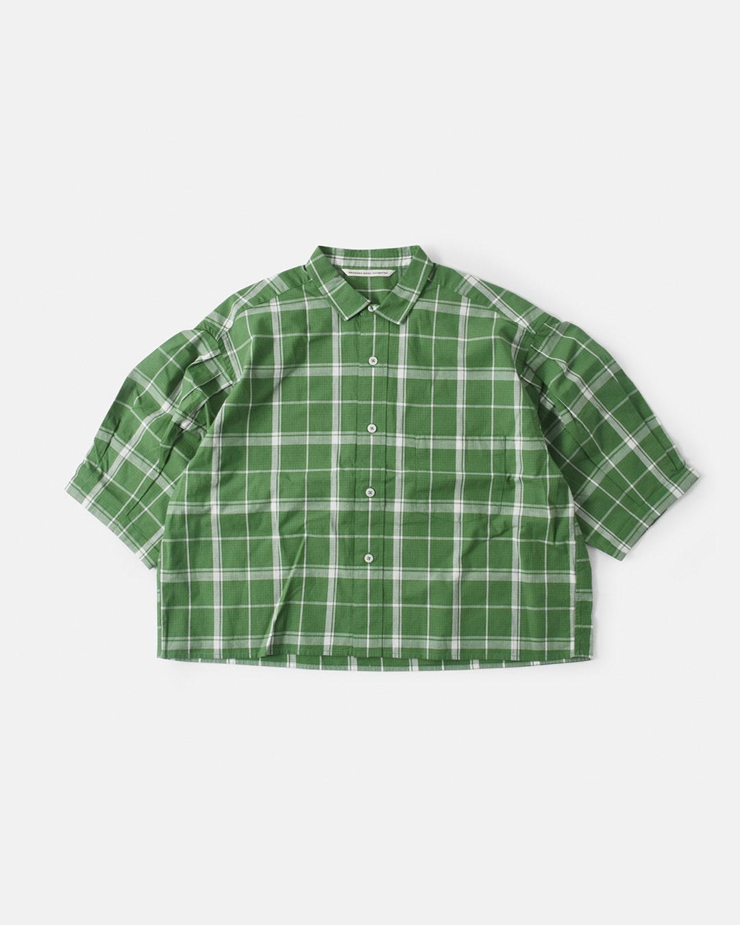 GRANDMA MAMA DAUGHTER(グランマ ママ ドーター)コットン ドビーチェック バルーン スリーブ シャツ gs2413781