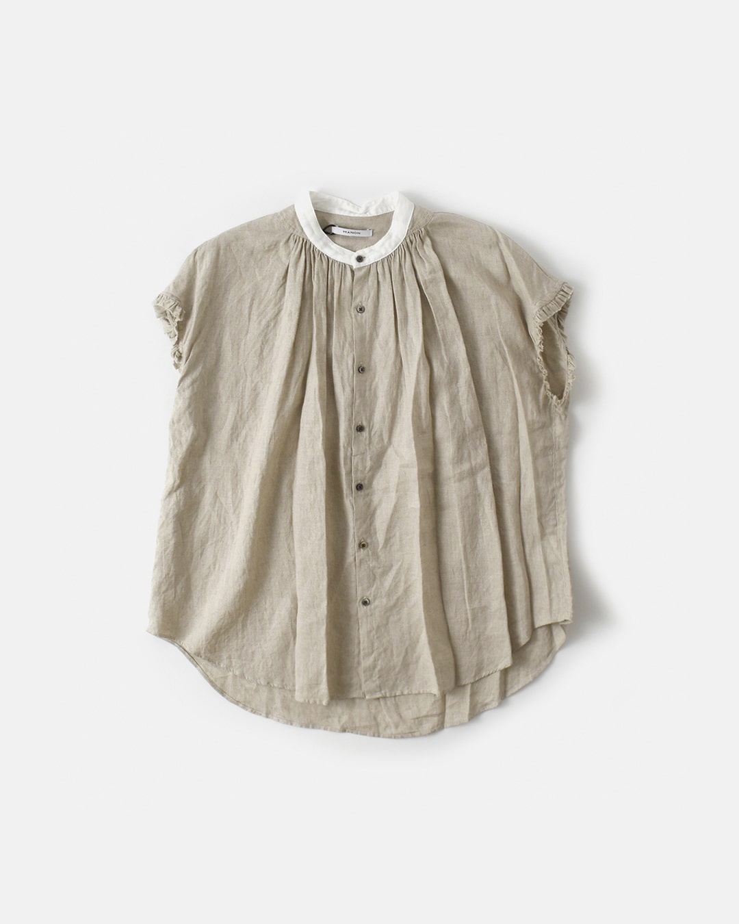 HOSHII TO DEAU(ホシイトデアウ)×manon(マノン)<br>aranciato別注 フレンチリネン フリルスリーブ アミカル シャツ mnn-sh-223-a