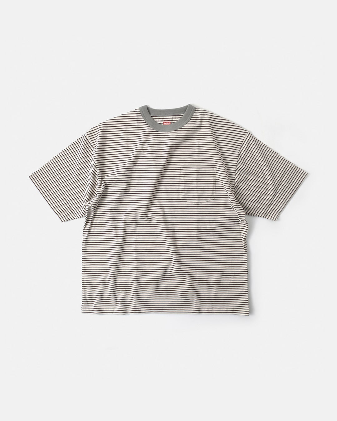 Healthknit(ヘルスニット)<br>コットン クルーネック ショートスリーブ ボーダー Tシャツ hr24s-m010