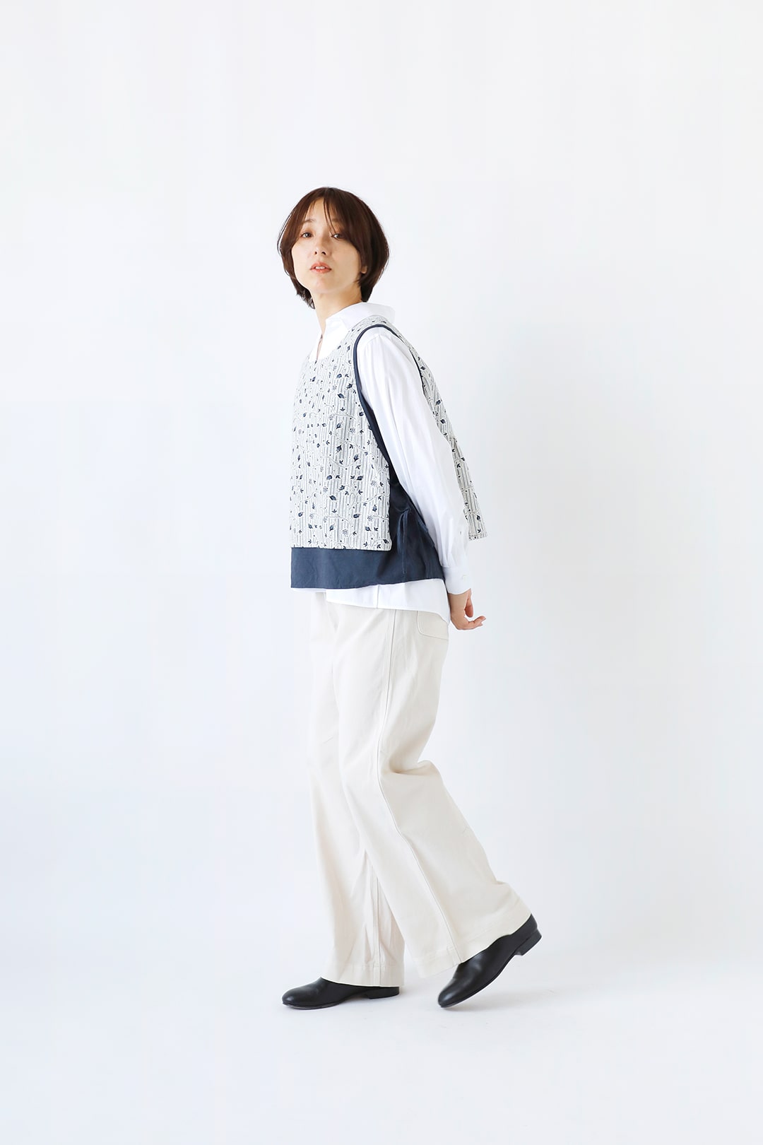 Vlas Blomme プリントレイヤードブラウス