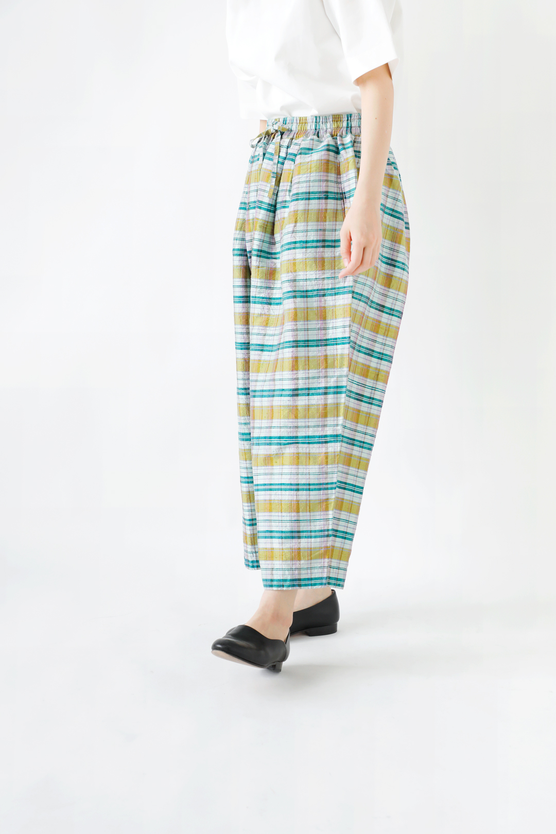 Veritecoeur デュピオンシルクチェック イージーパンツ