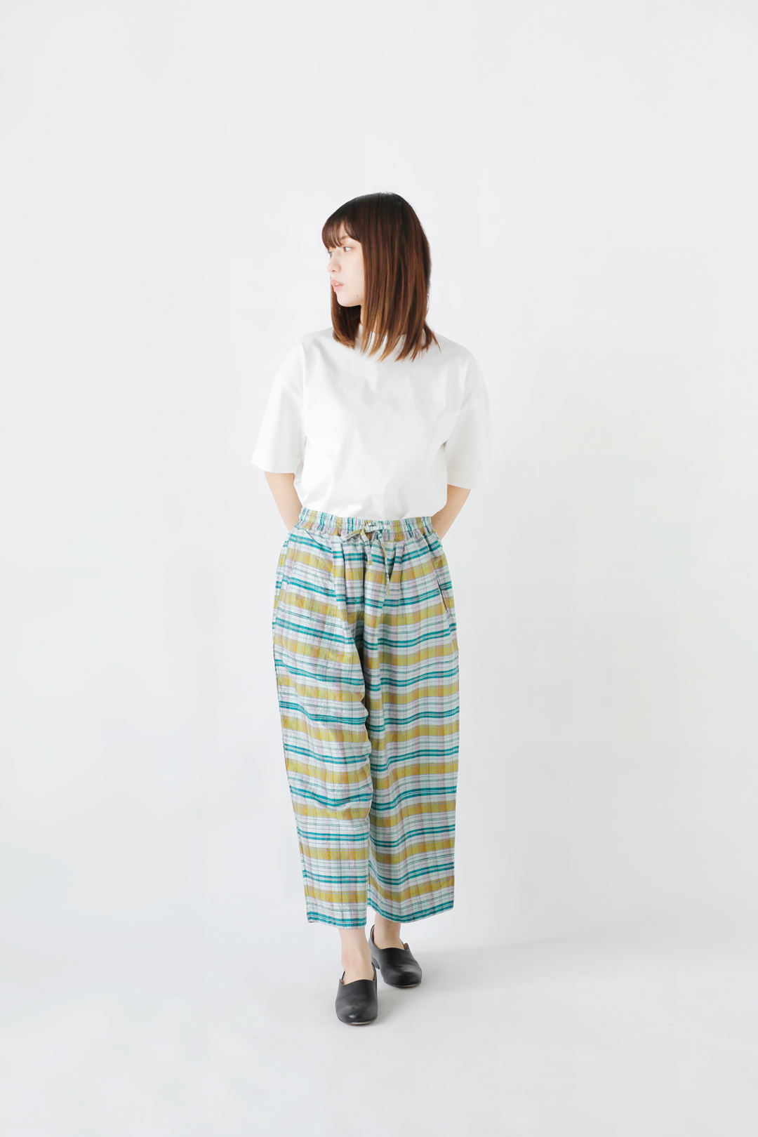 Veritecoeur デュピオンシルクチェック イージーパンツ