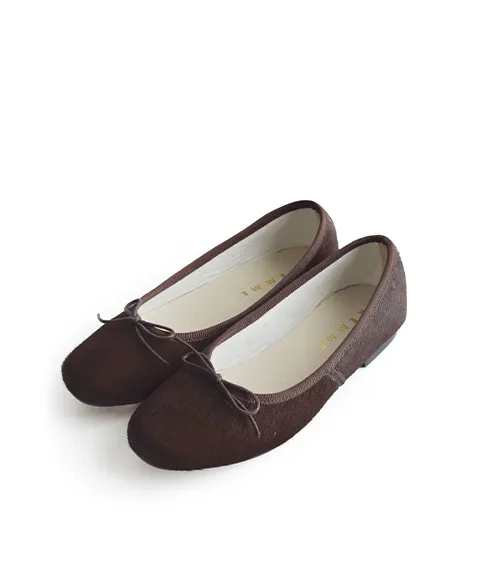 ハラコ フラットバレエシューズ