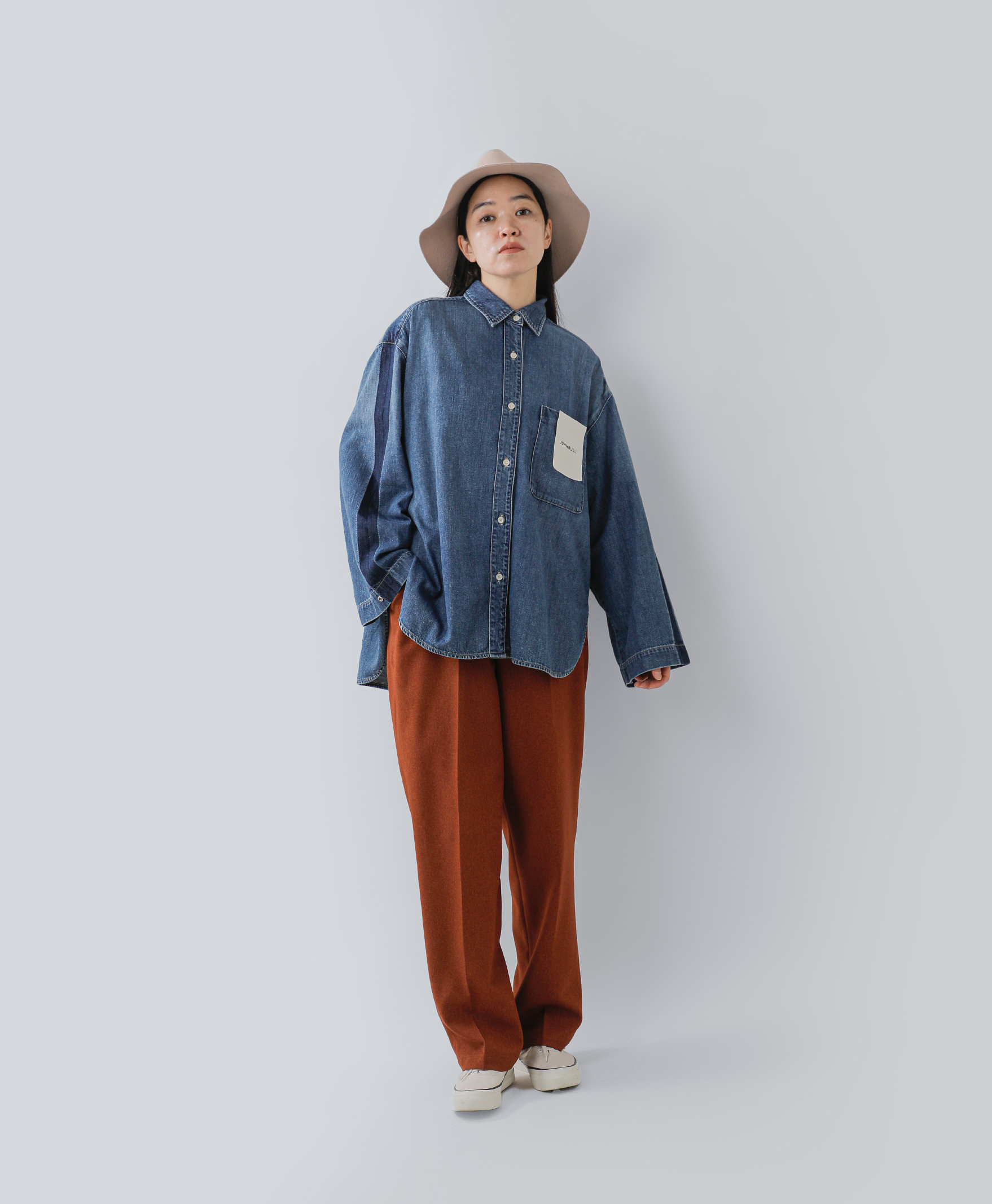 Johnbullワイドイージーテーパードスラックスパンツ