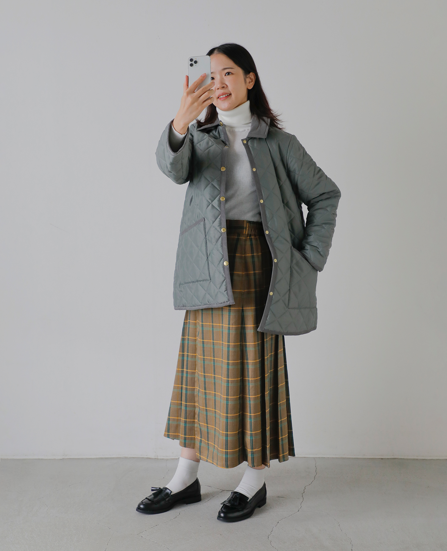 Traditional WeatherwearウェーバリーキルティングミドルAラインジャケット“WAVERLY A-LINE MIDDLE”
