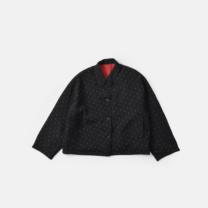 whytoドットリバーシブルキルトジャケット