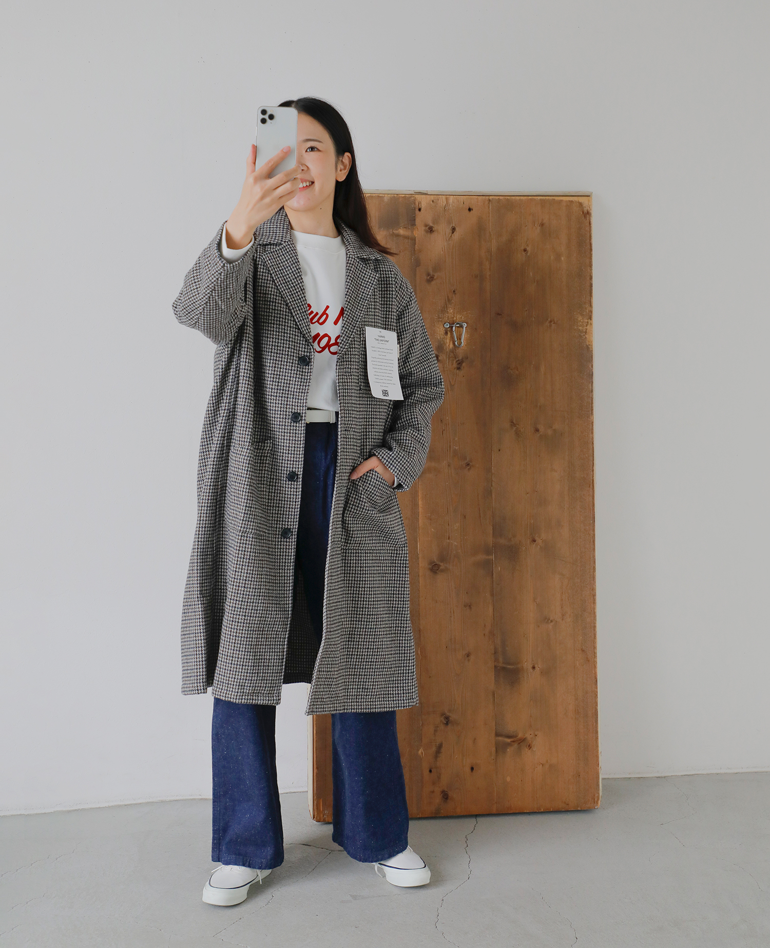 Yarmo THE UNIFORMチェック ファーマシー コート