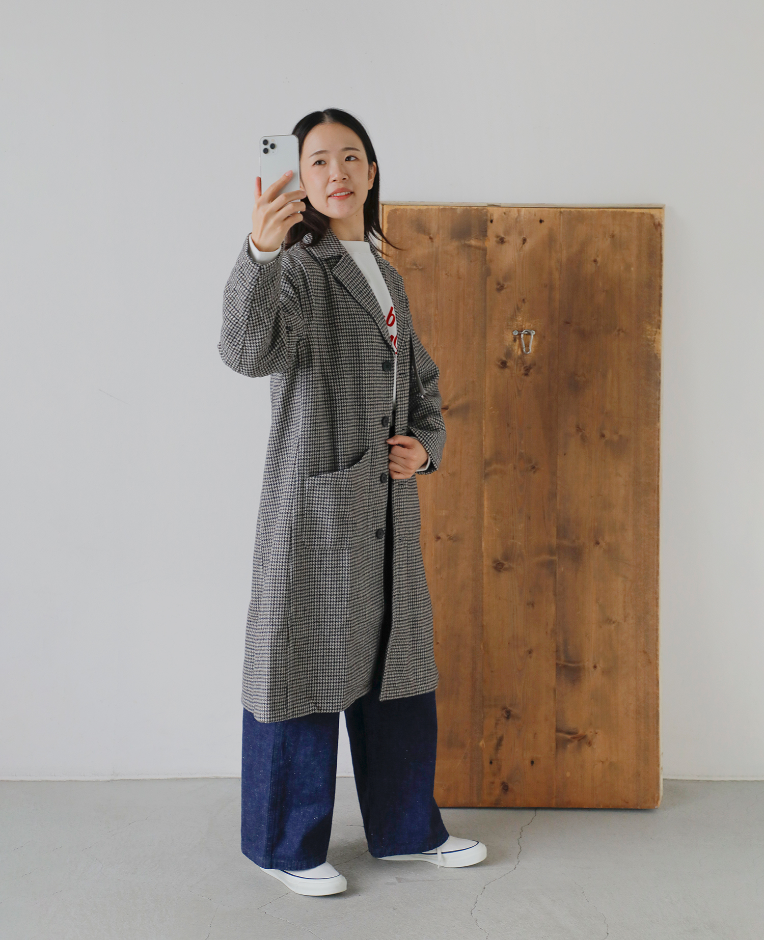 Yarmo THE UNIFORMチェック ファーマシー コート