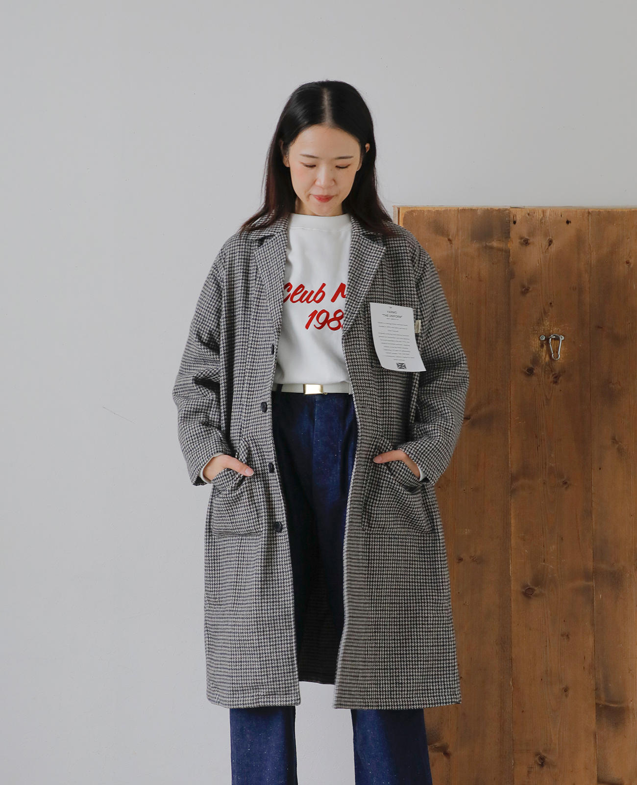 Yarmo THE UNIFORMチェック ファーマシー コート