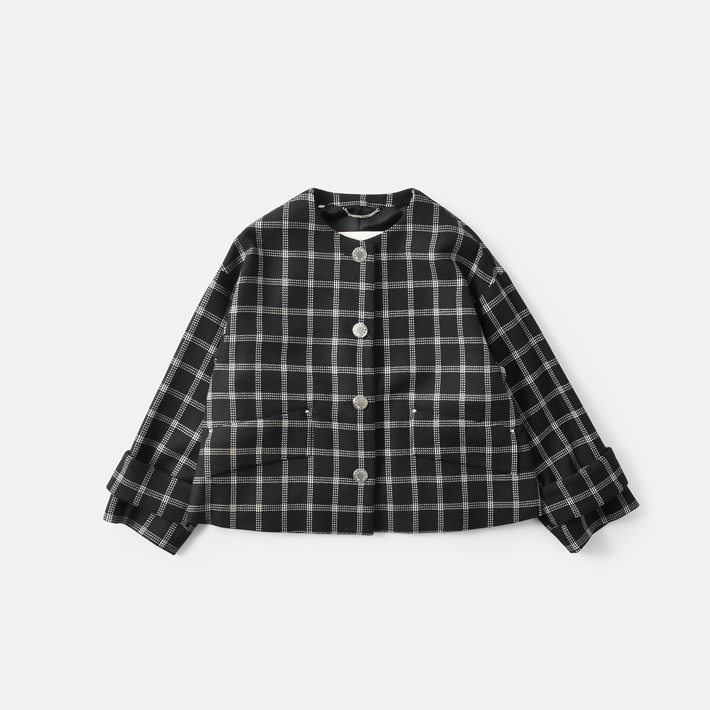 MACKINTOSHウールチェックハンビーノーカラージャケット