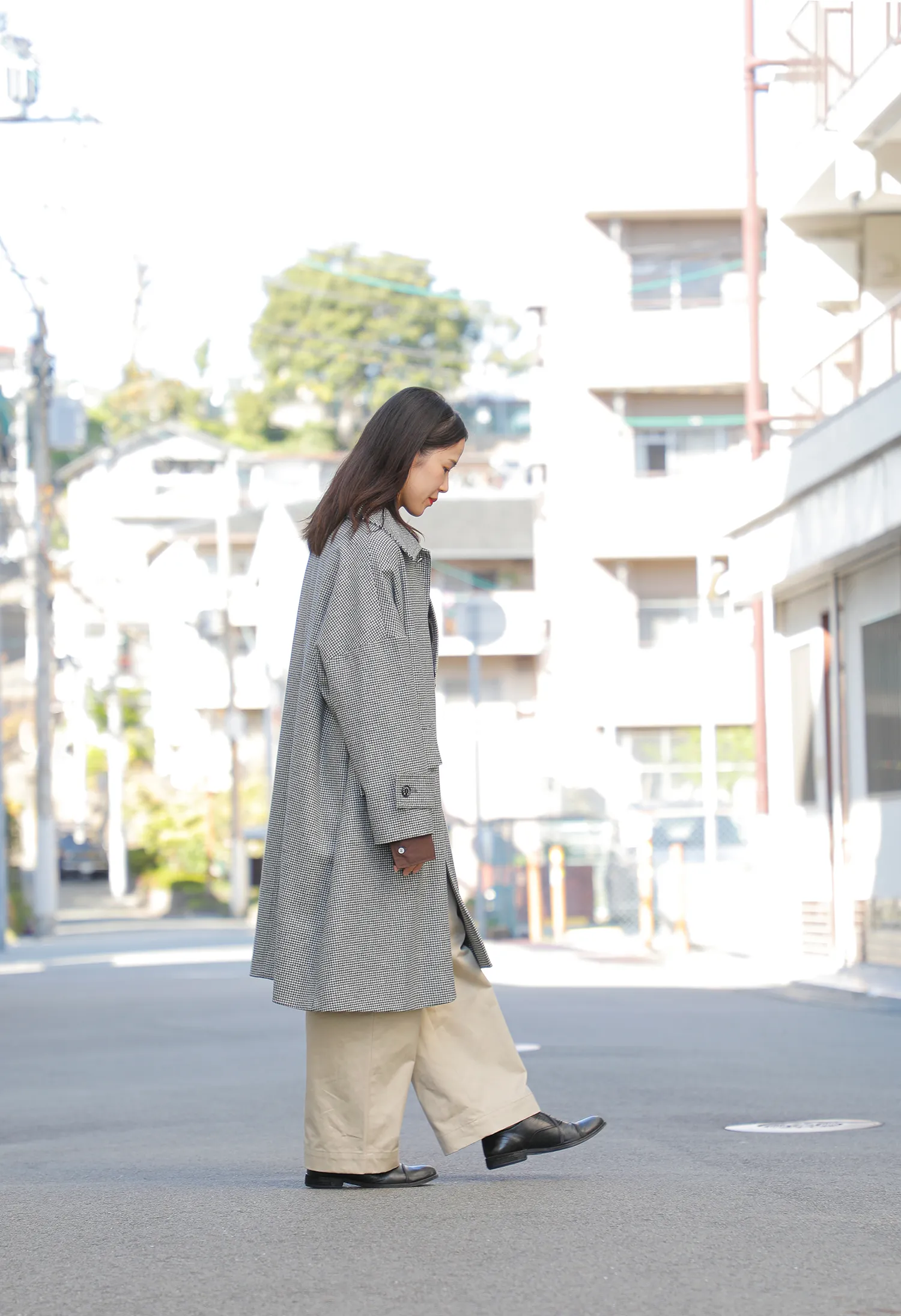 HOSHII TO DEAU×MACKINTOSHaranciato別注 ハウンドトゥース ハンビー ロング コート 