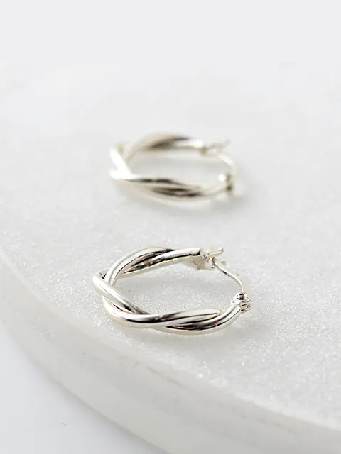 シルバー925 ツイスト フープピアス
