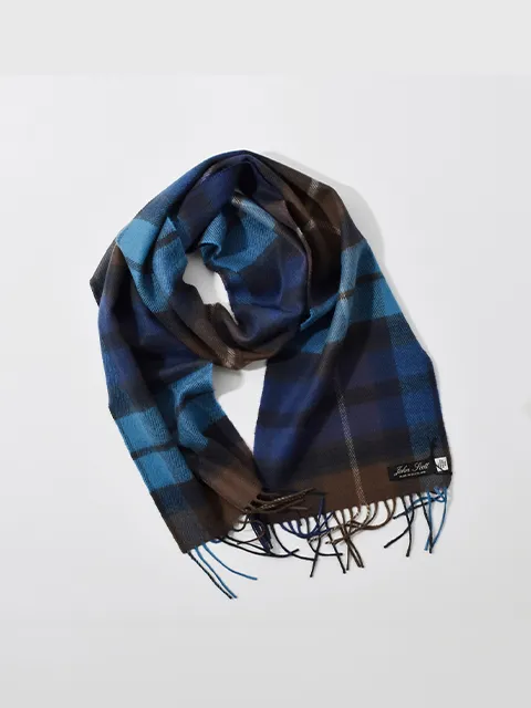 ラムウール チェック スカーフ