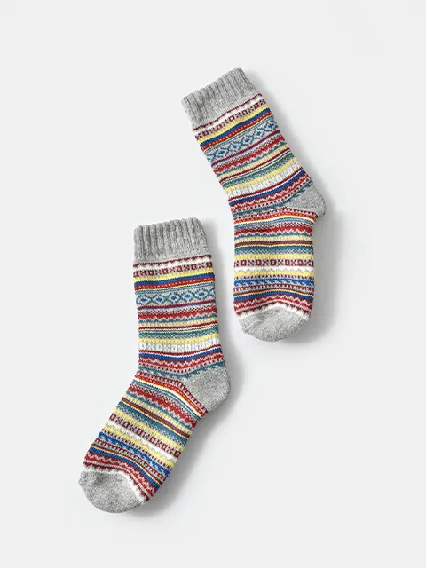 フェアアイル柄 ショート ソックス