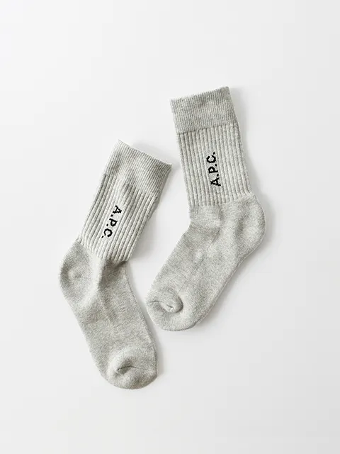 ロゴ リブ クルーソックス