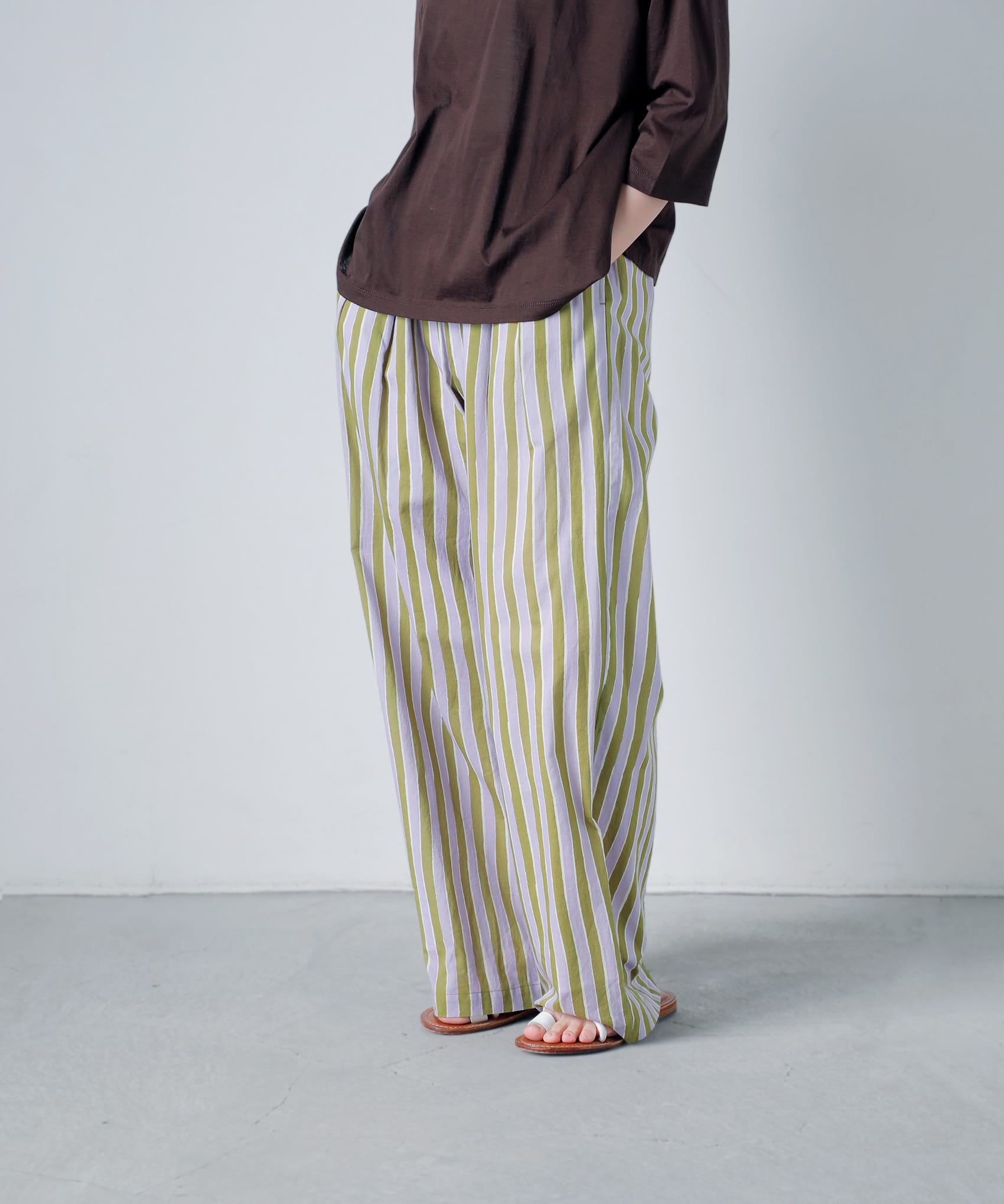 Sara Mallikaコットンウェーブストライププリントパンツ