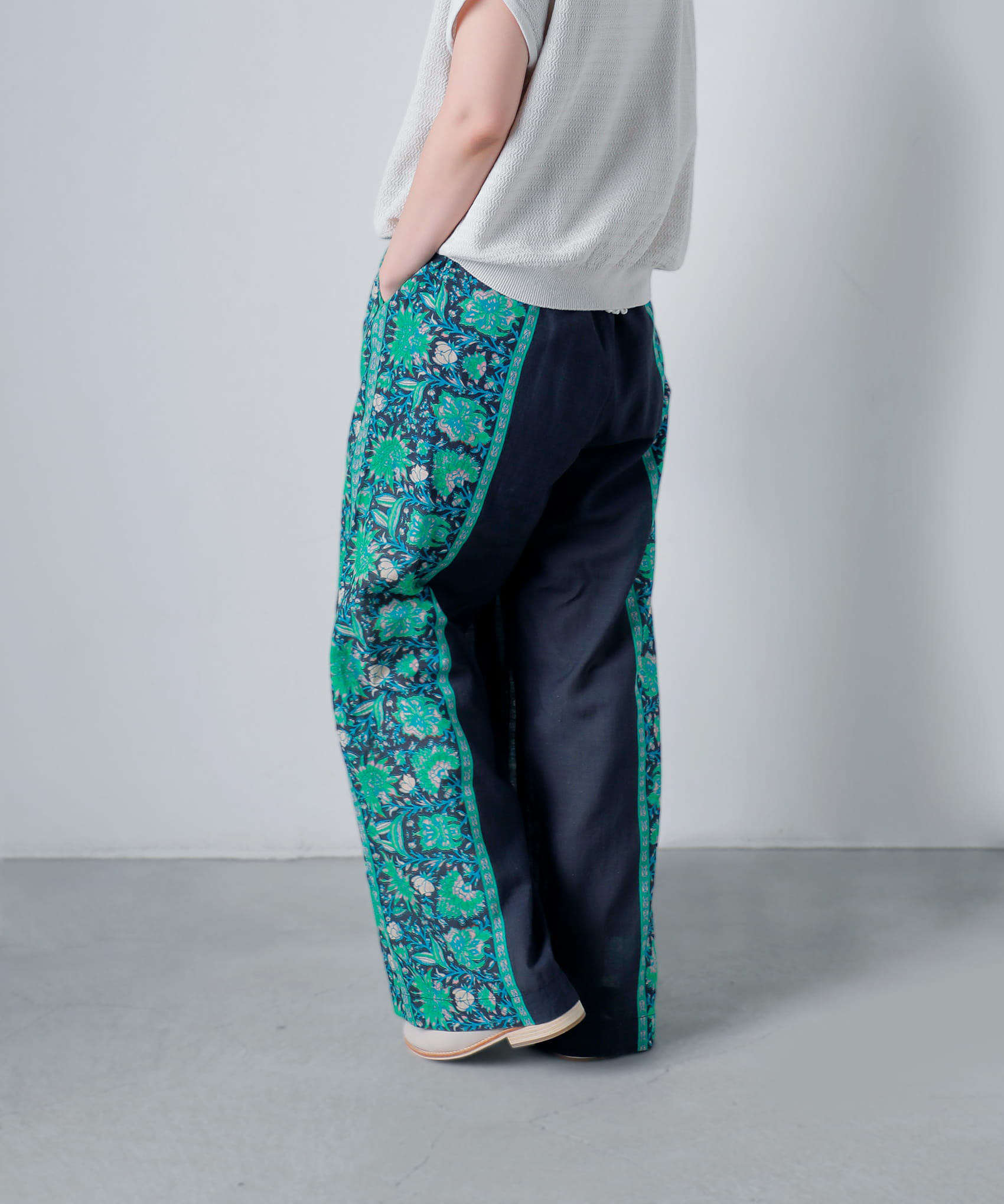 Sara Mallikaコットンビスコースボーダープリントパンツ