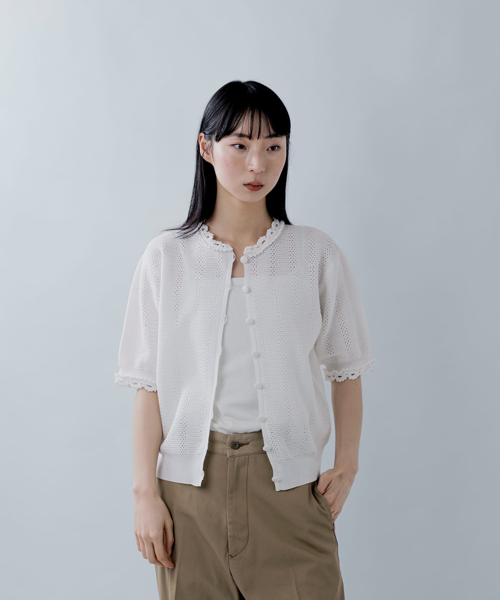 Shinzoneメッシュ レース ニット カーディガン