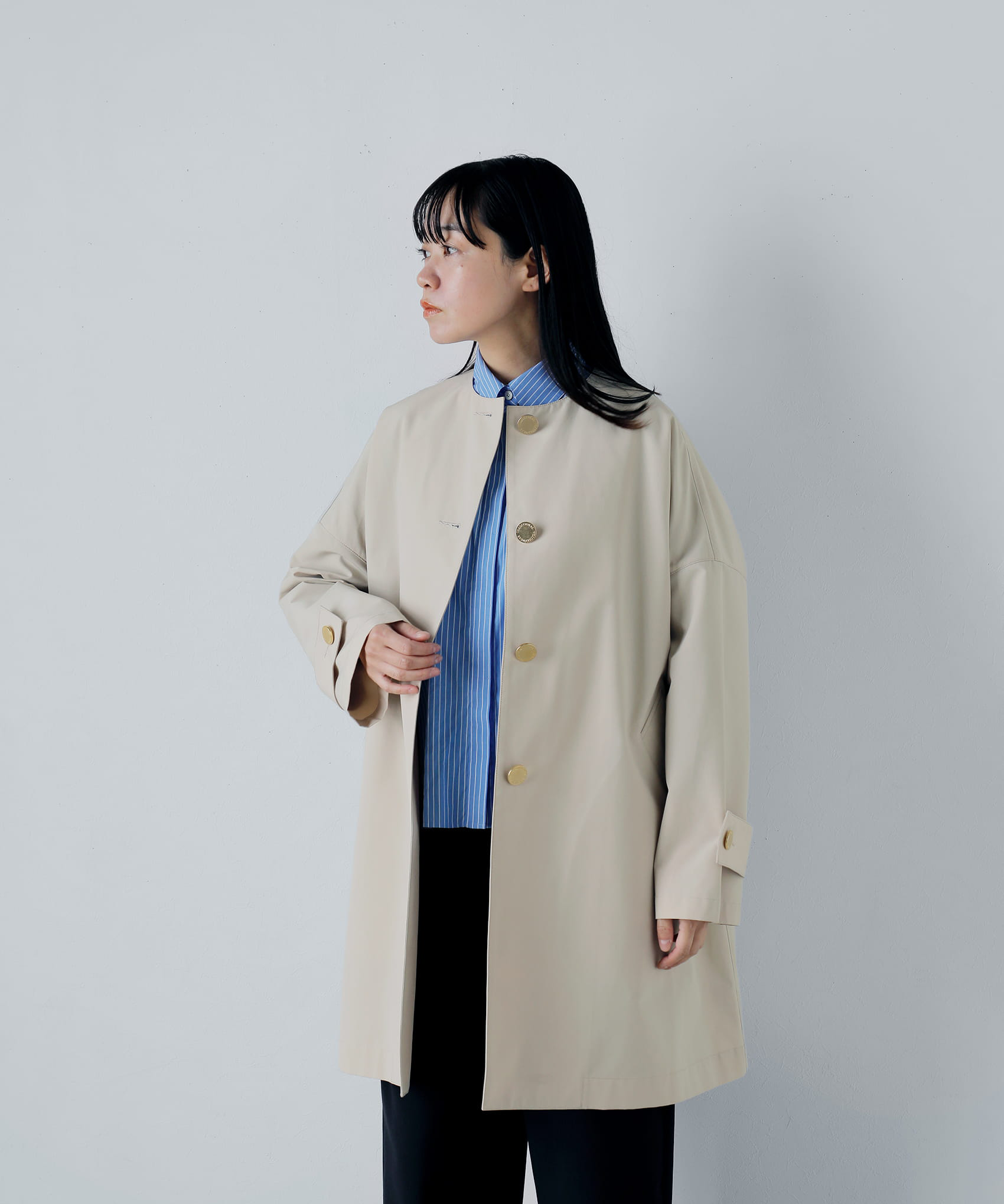 Traditional Weatherwearロッキー撥水コットンライクマールトンノーカラーコート