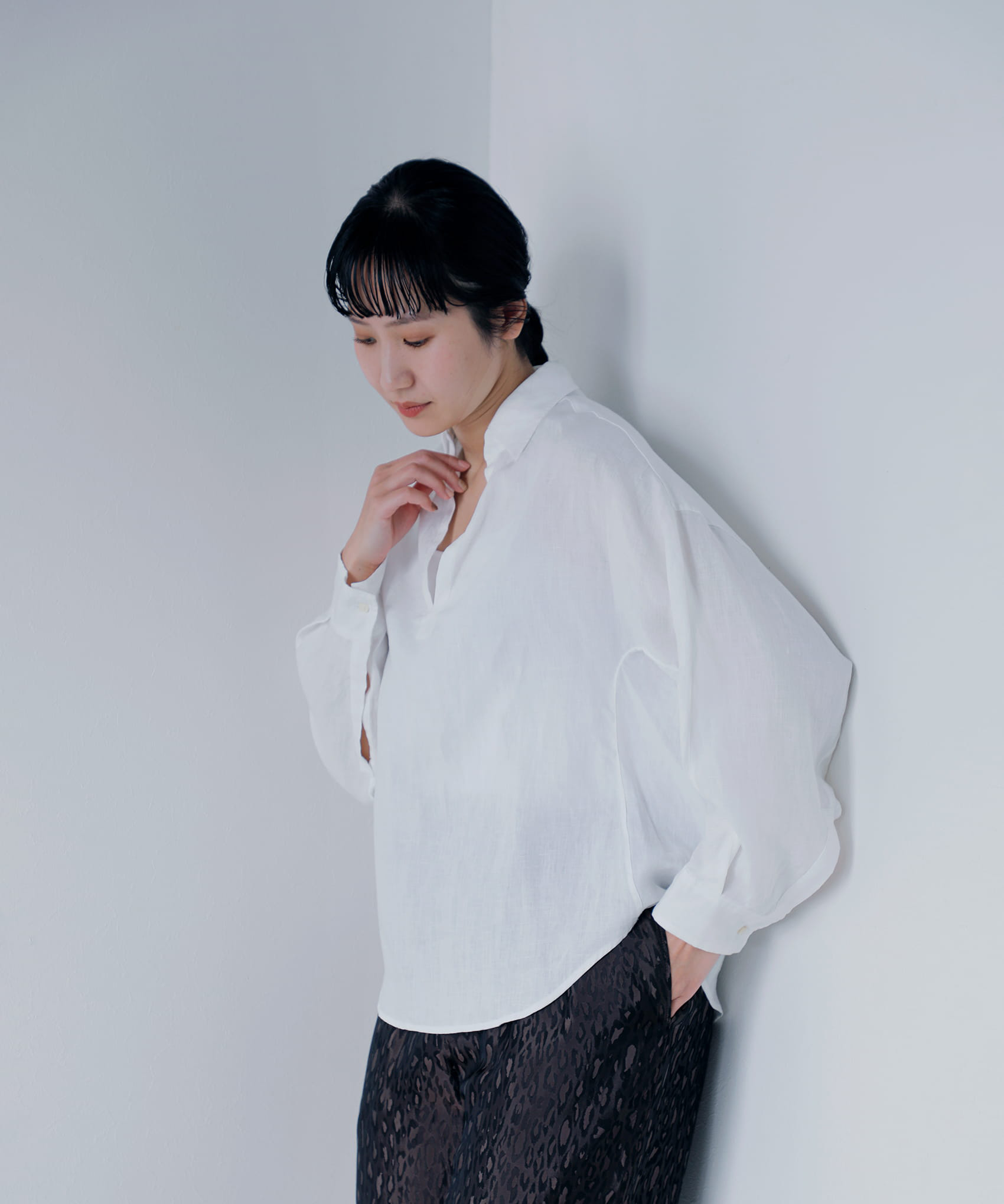 TICCAリネン スキッパー シャツ