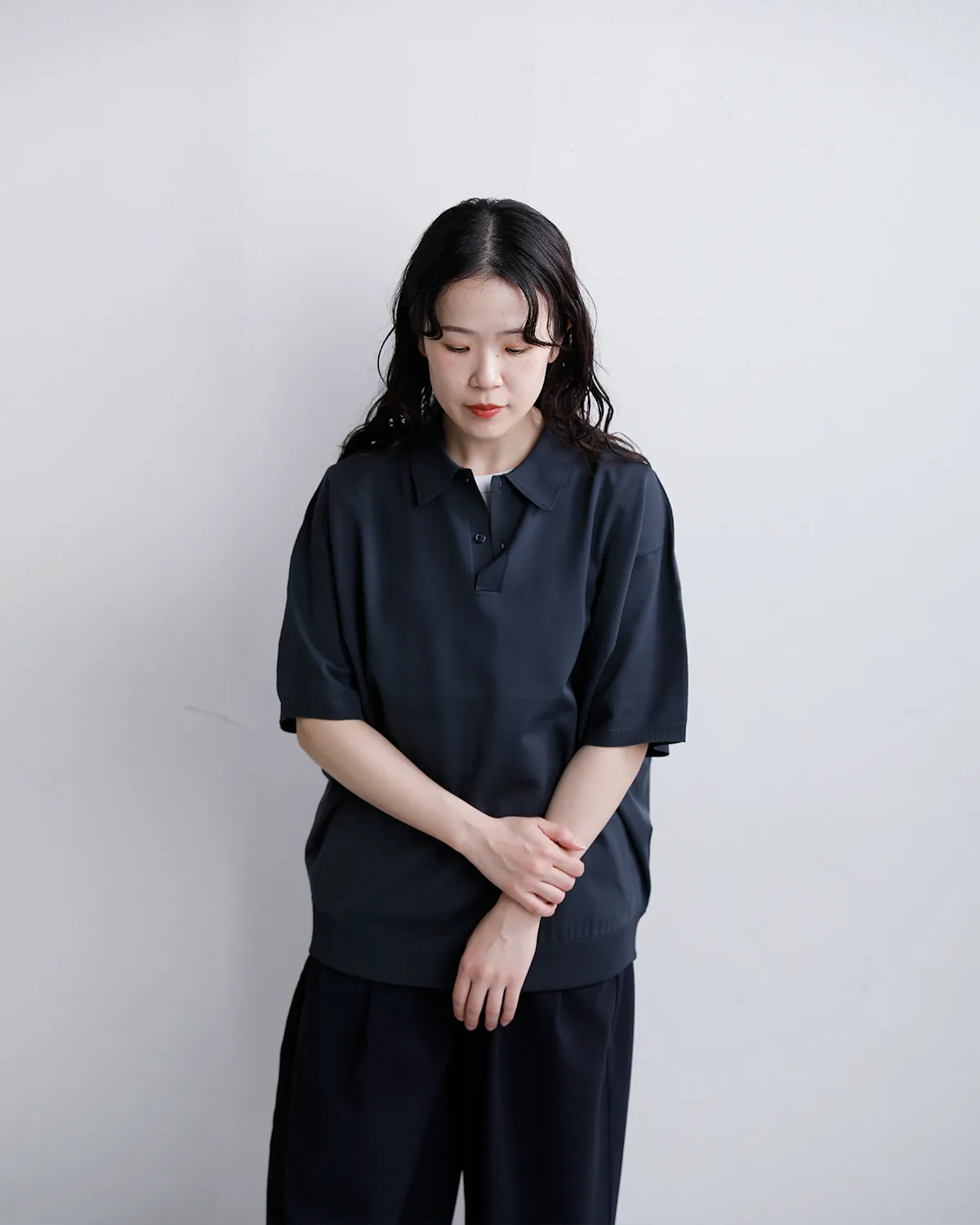 テックニット半袖ポロシャツ 物撮り画像