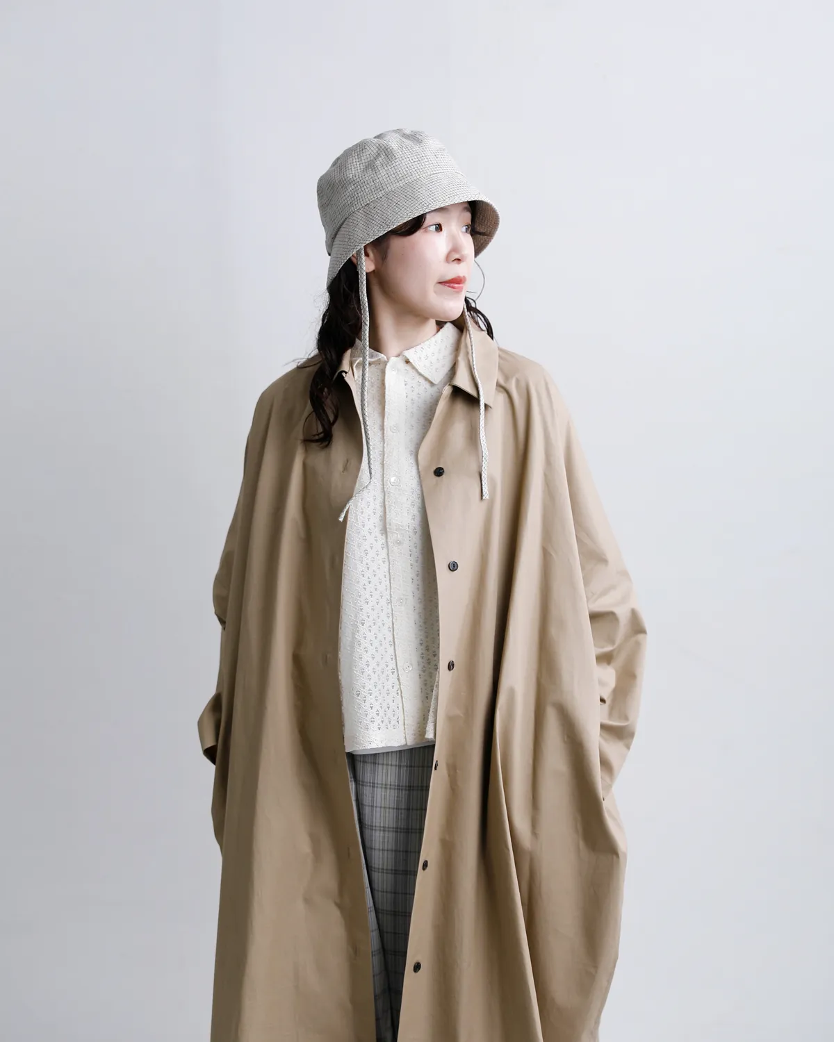 コットンワイドシャツワンピース 物撮り画像