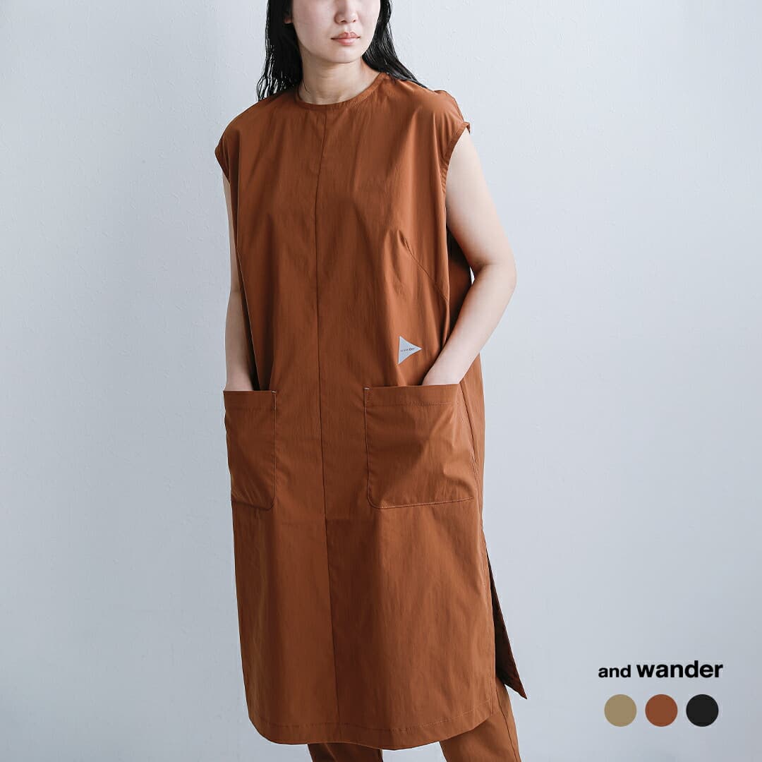 and wander アンドワンダー UVカット ストレッチ ドレス UV cut stretch SS dress 574-6183071 レディース 2026ss新作 春夏