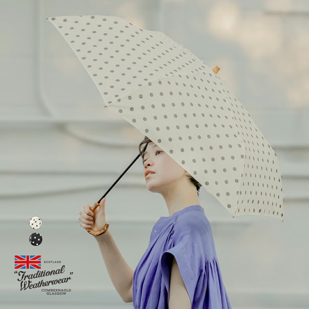 Traditional Weatherwear トラディショナルウェザーウェア ミニ バンブーハンドル 撥水 UVカット加工 晴雨兼用 折り畳み傘 “FOLDING BAMBOO MINI” a261slggo0259bu レディース 2026ss新作 春夏