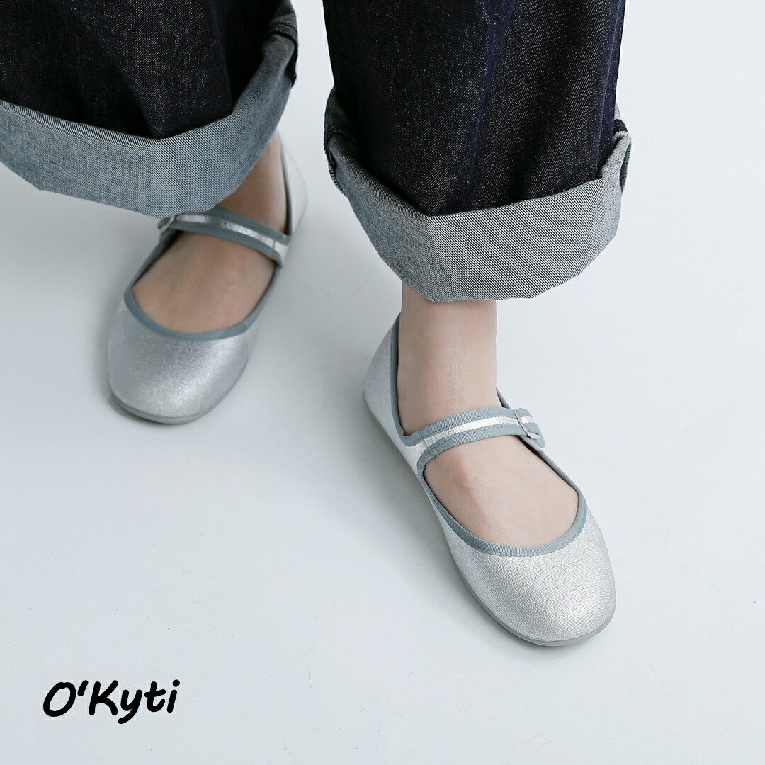 O’KYTI オキティ MOON ボタン ストラップ フラット シューズ 6525-b-s-moon レディース