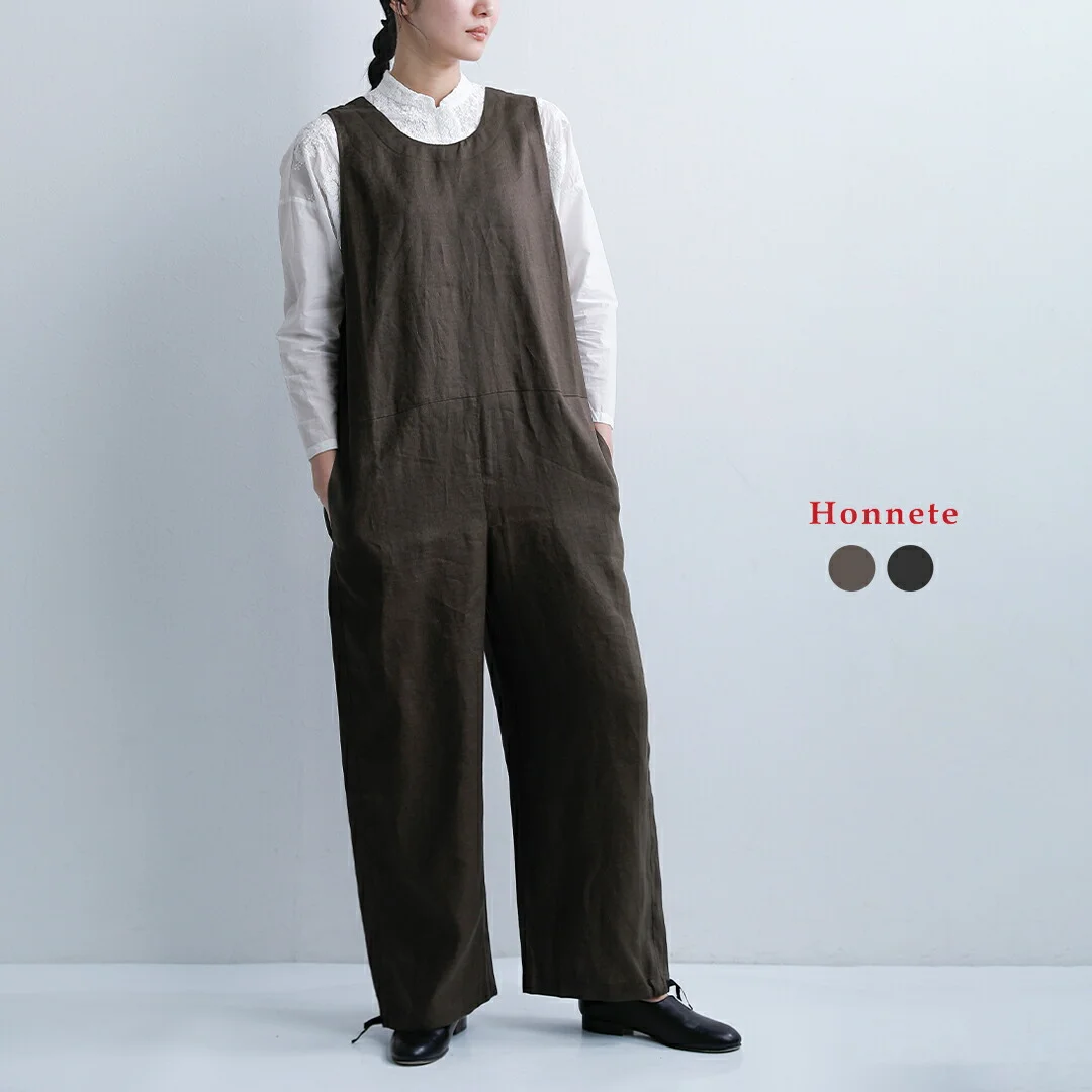 セール【40%OFF】Honnete オネット リネン サロペット ho-26ss-p25 レディース 【サイズ・カラー交換初回無料】【☆】