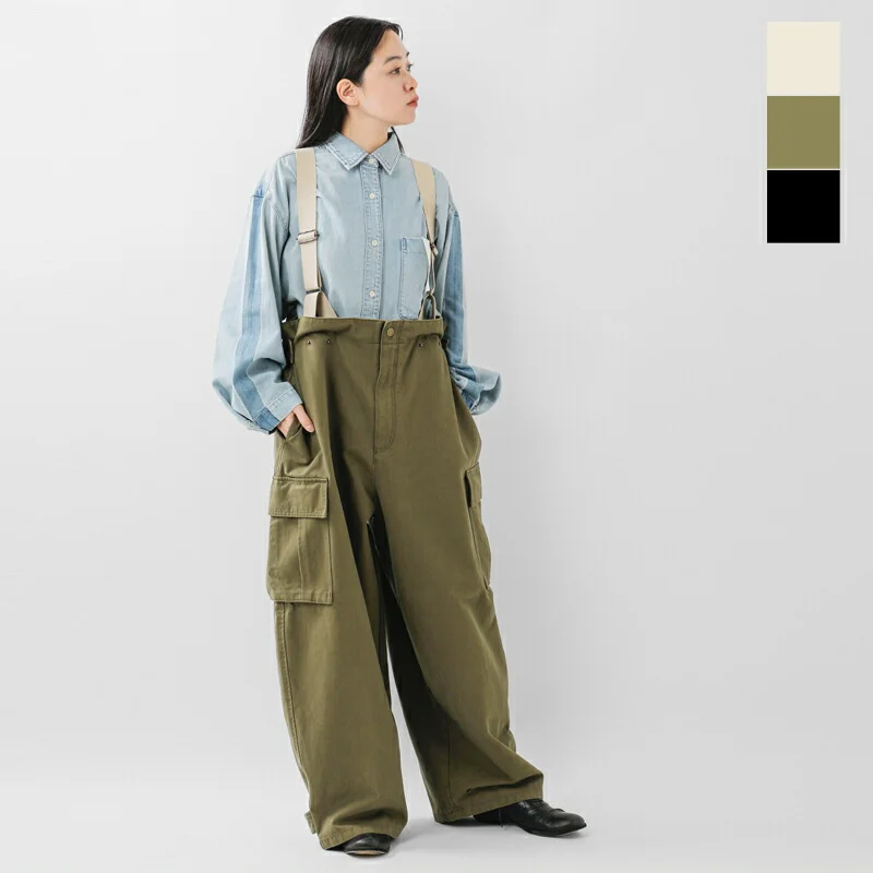 セール【30%OFF】Johnbull ジョンブル コットン オーバーサイズ MIL サロペット jl253p09 レディース 【サイズ・カラー交換初回無料】【☆】