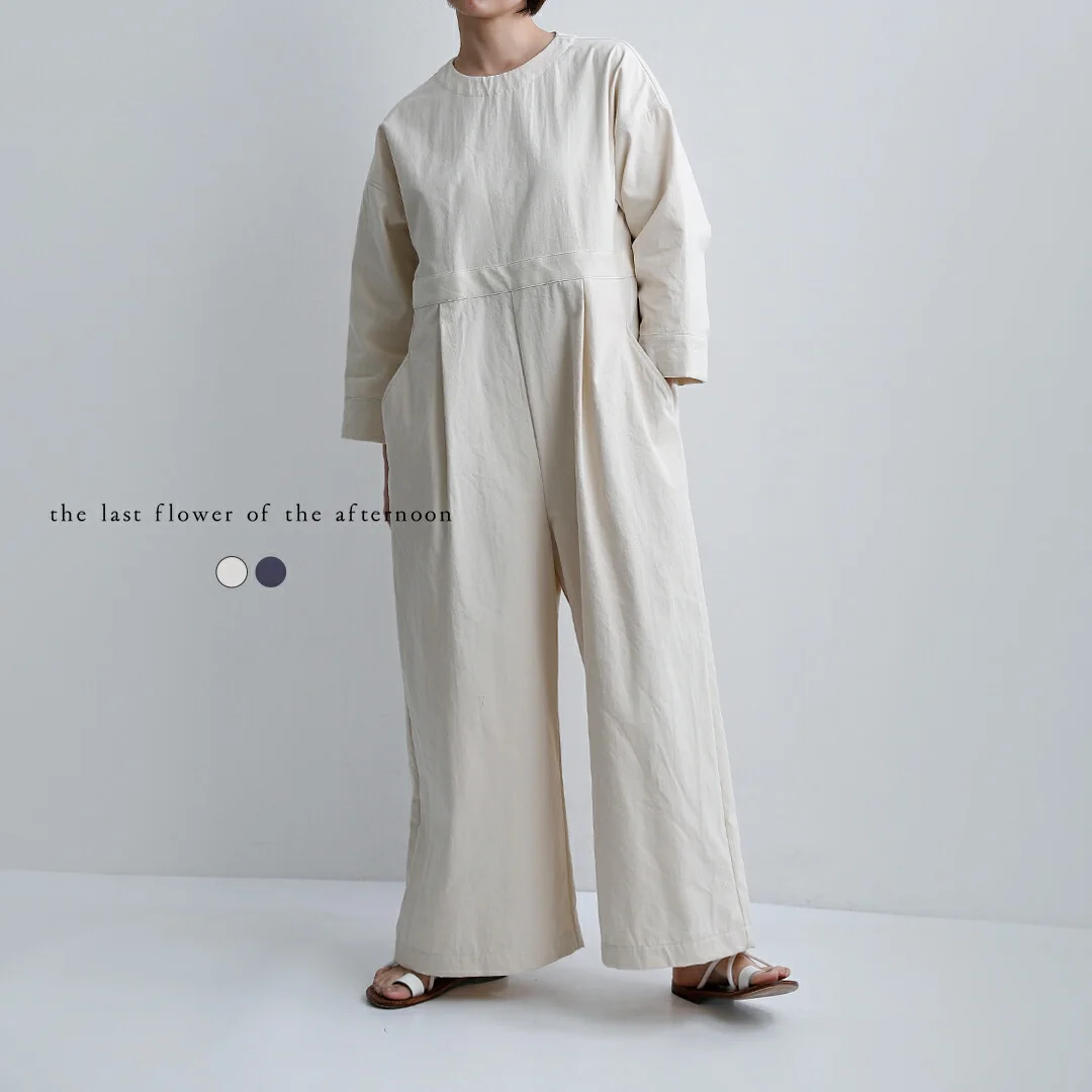 セール【40%OFF】the last flower of the afternoon ラストフラワーオブジアフタヌーン コットン オーバーサイズ ジャンプスーツ 夜の散歩 Oversized jumpsuit tlf-226-op005-csd レディース 【サイズ・カラー交換初回無料】【☆】