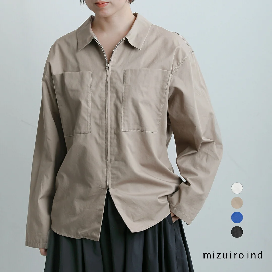 セール【30%OFF】mizuiro ind ミズイロインド コットン ジップ シャツ 1-230147 レディース【☆】