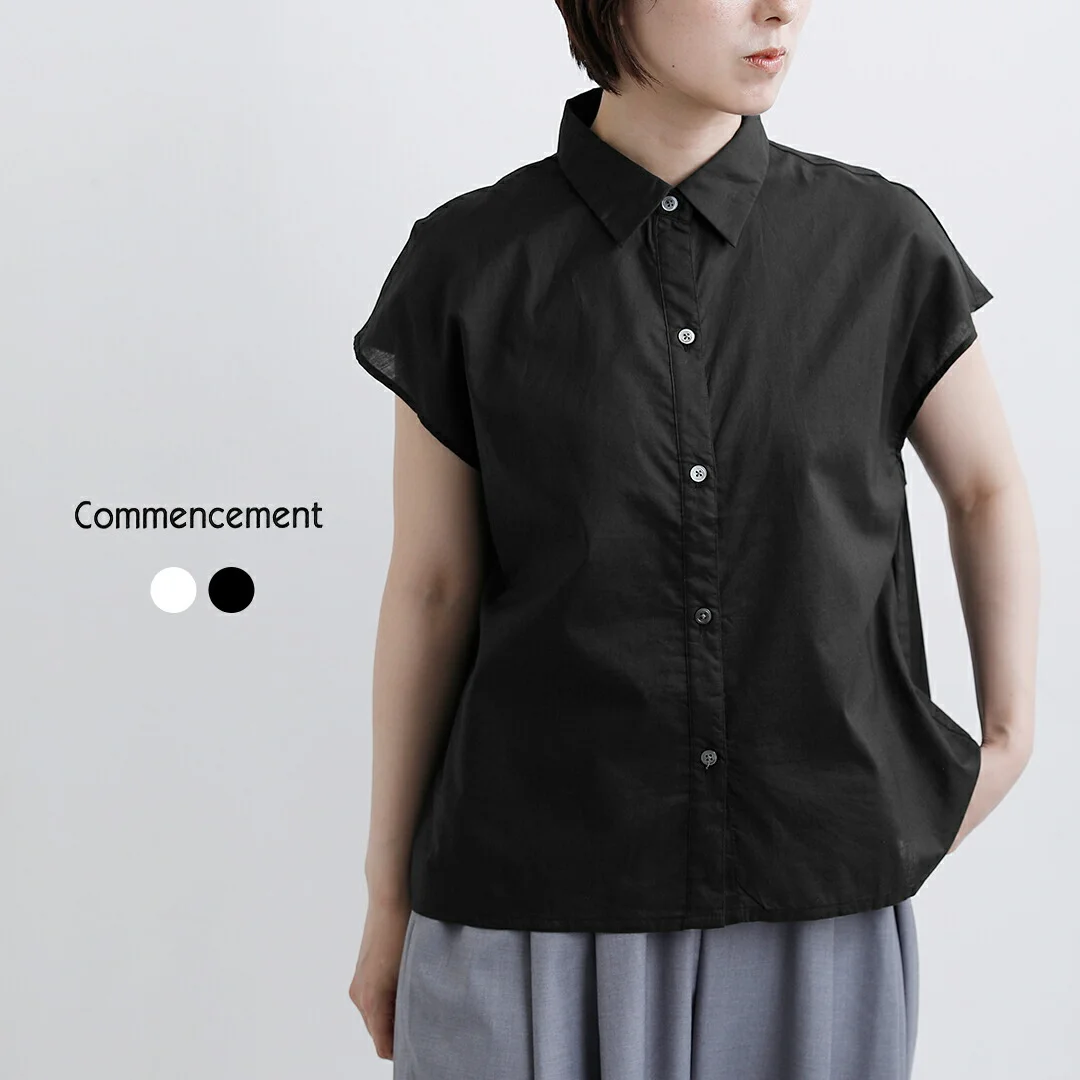 セール【30%OFF】Commencement コメンスメント コットン フレンチスリーブ シャツ “French sleeve shirt” c-301 レディース【☆】