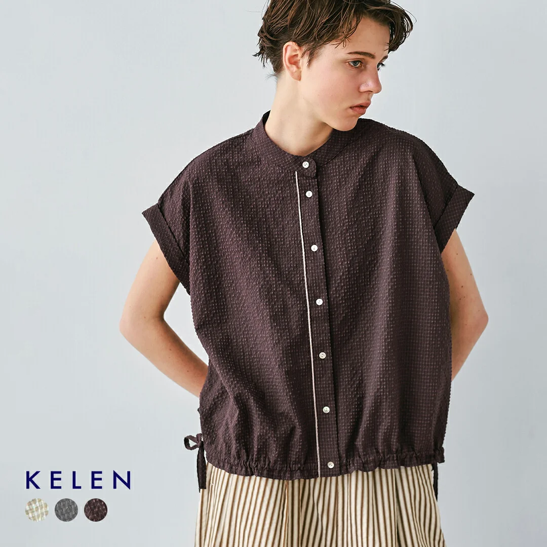 セール【30%OFF】kelen ケレン シアーサッカー チェック ブラウス EATY lkl26sbl2308 レディース【☆】