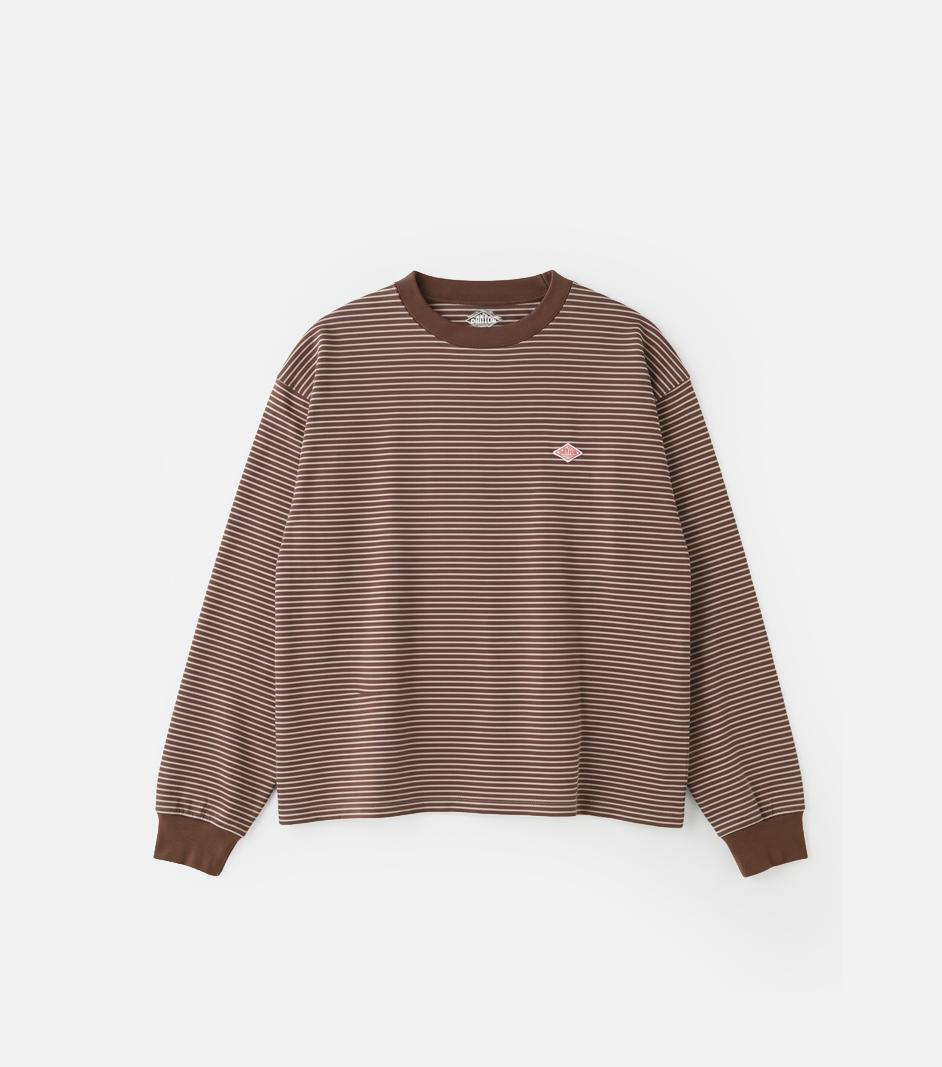 DANTONダントンオープンエンドジャージーボーダークルーネックロングスリーブTシャツ
