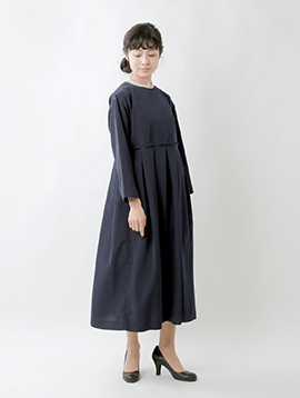 aranciato別注 ウエスト 切替 太プリーツ ワンピース n-2515d