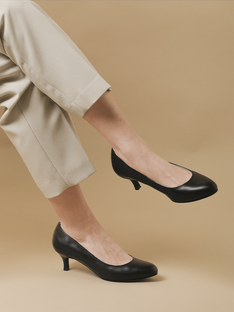 カウレザー エッグトゥ パンプス 24ks-21