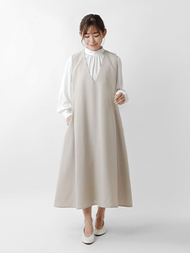 メランジ オックス Vネックジャンパースカート u24-03