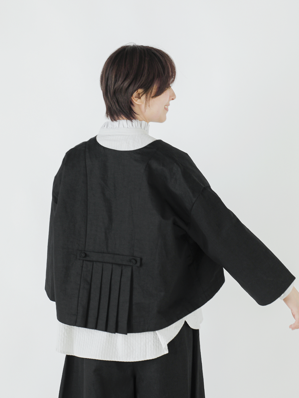 コットン リネン ツイル クロップド ジャケット jk05