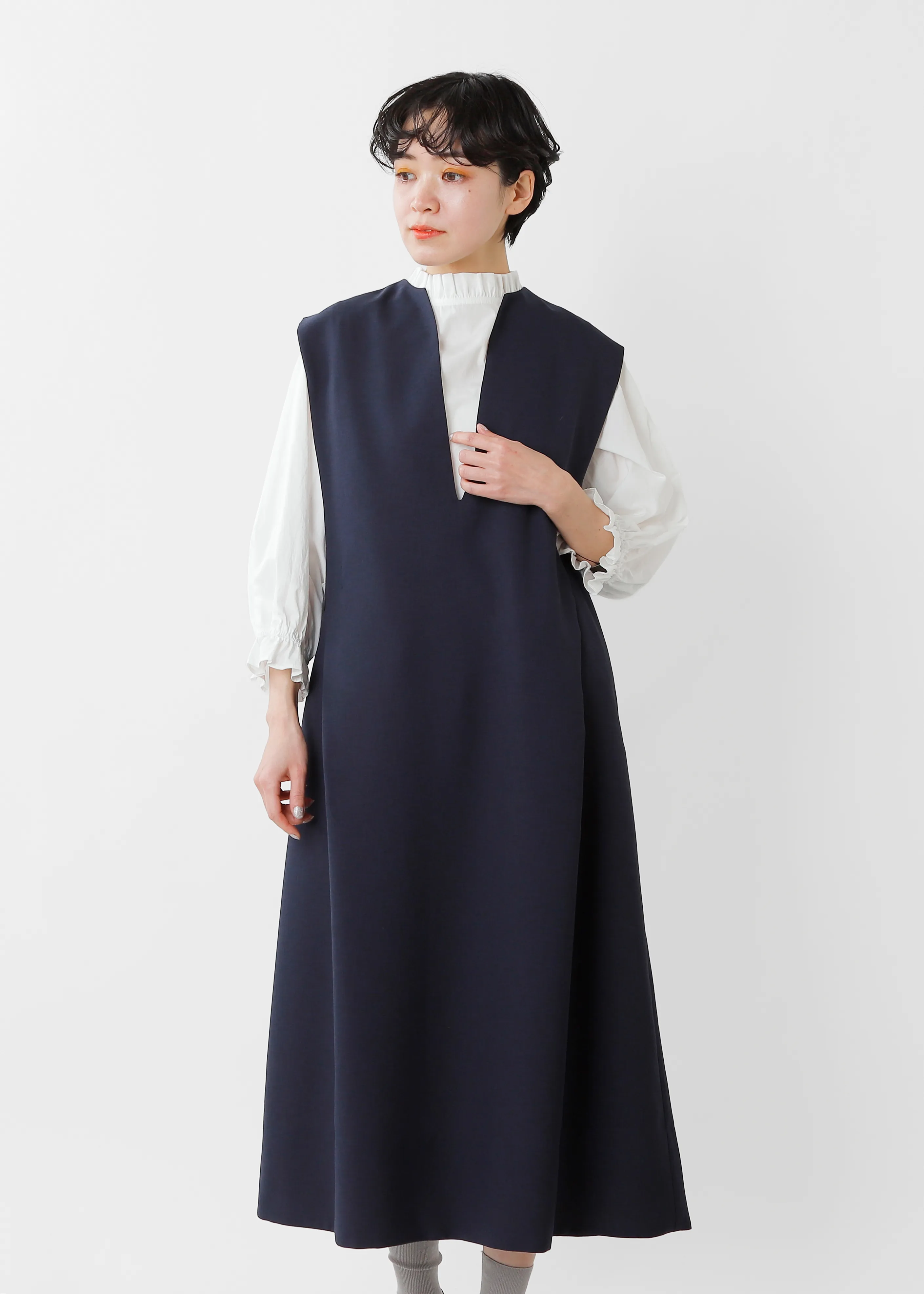 aranciato別注 シック＆シンツイル キーネック ノースリーブ ワンピース a27-06597-34a