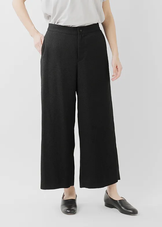 ブークレ ジャガード ブラック ワイド ガーデン パンツ fpt03