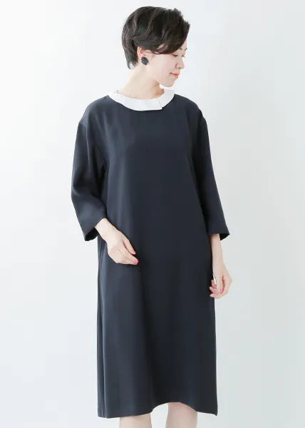 aranciato別注 とろみプレーンウィーブラウンドカラー3wayドレス n-2513d